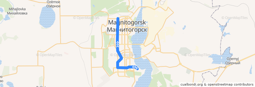 Mapa del recorrido Трамвай №21:Депо-2 - Коробова de la línea  en Магнитогорский городской округ.