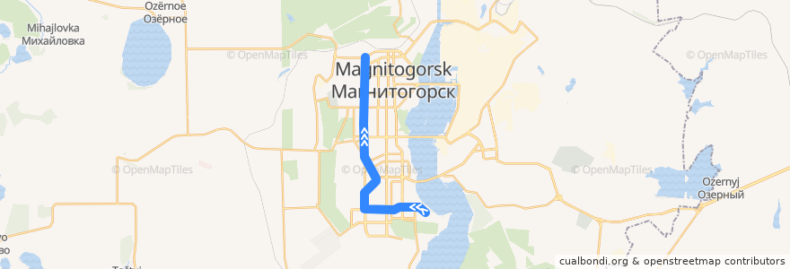 Mapa del recorrido Трамвай №21:Депо-2 - Коробова de la línea  en マグニトゴルスク管区.