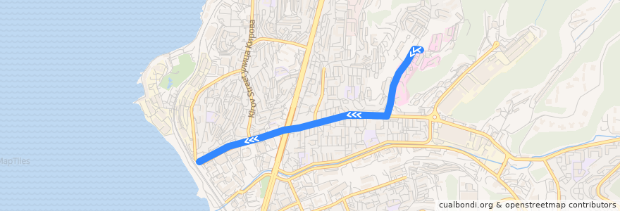 Mapa del recorrido Троллейбус №11: Больница - Автовокзал de la línea  en ウラジオストク管区.