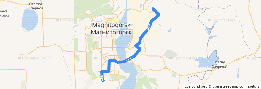 Mapa del recorrido Трамвай №10:Зеленый лог - Товарная de la línea  en マグニトゴルスク管区.