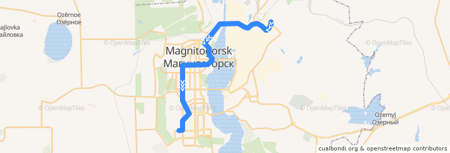 Mapa del recorrido Трамвай №12:Товарная - Тевосяна de la línea  en Магнитогорский городской округ.