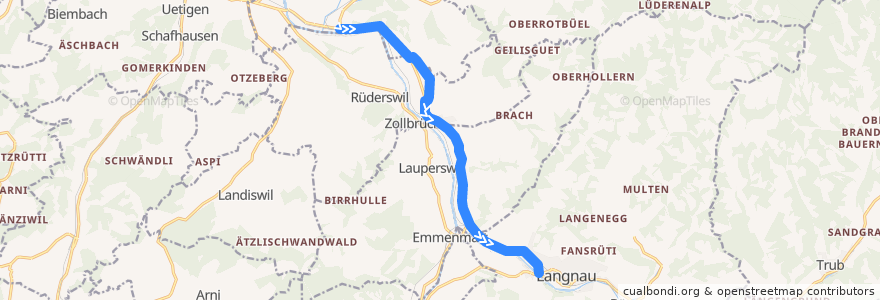 Mapa del recorrido Bus 284: Ramsei, Bahnhof - Fankhaus (Trub), Schulhaus de la línea  en Verwaltungskreis Emmental.