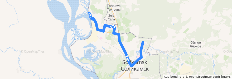 Mapa del recorrido Автобус №23: Боровая - Автостанция (Центр) - Клестовка de la línea  en Соликамский городской округ.