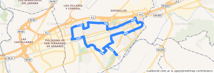 Mapa del recorrido Bus L1A: Circular de la línea  en Torrejón de Ardoz.