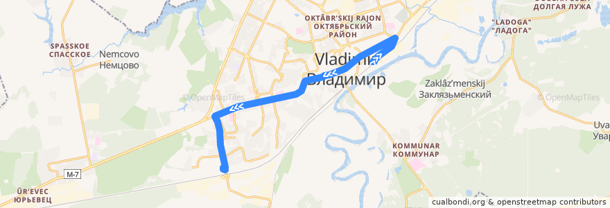 Mapa del recorrido Троллейбус №5: Вокзал -> улица Фатьянова de la línea  en городской округ Владимир.