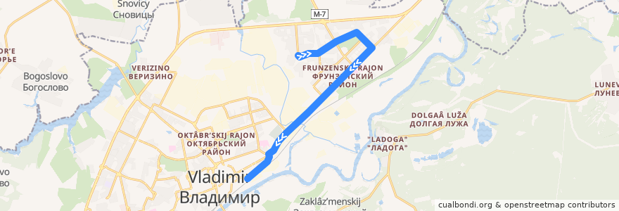 Mapa del recorrido Троллейбус №12: улица Безыменского -> Вокзал de la línea  en городской округ Владимир.