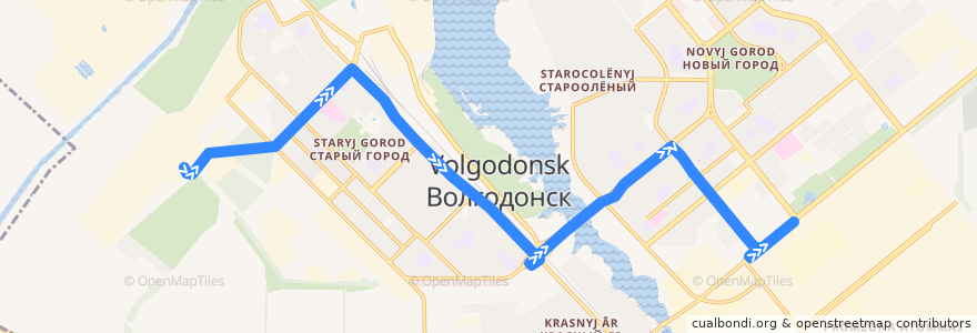 Mapa del recorrido Троллейбус №1: ВХЗ-Атоммаш de la línea  en городской округ Волгодонск.