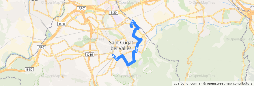 Mapa del recorrido L8 Nucli Urbà - ESADE - Torrent de Ferrussons de la línea  en Sant Cugat del Vallès.