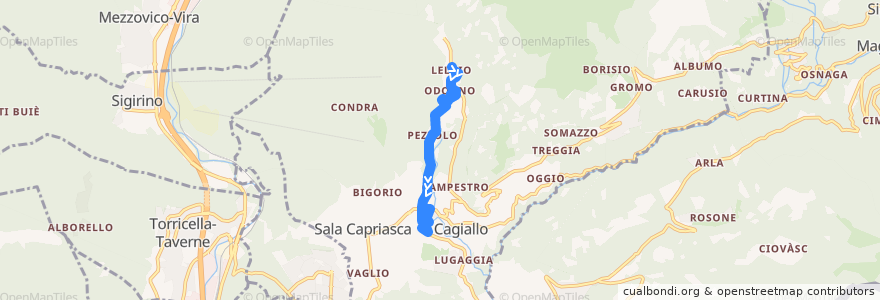 Mapa del recorrido Bus 450: Tesserete-Lelgio de la línea  en Capriasca.