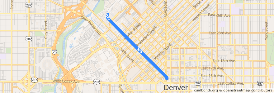 Mapa del recorrido Bus Free MallRide → Civic Center de la línea  en デンバー.
