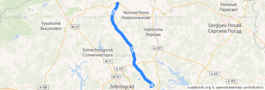 Mapa del recorrido Автобус 50: Лобня - Рогачёво de la línea  en Дмитровский городской округ.