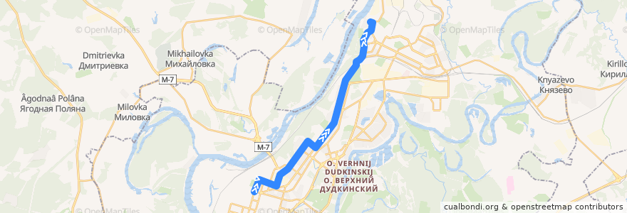 Mapa del recorrido Троллейбус № 11: Уфа-арена => Северный автовокзал de la línea  en городской округ Уфа.