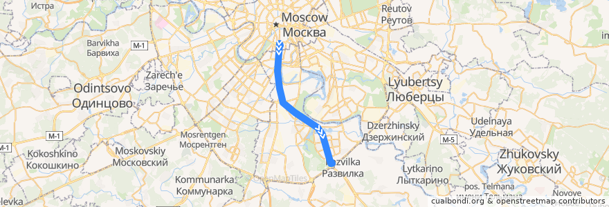 Mapa del recorrido Автобус т71: Метро "Добрынинская" - Каширское шоссе, дом №148 de la línea  en Southern Administrative Okrug.