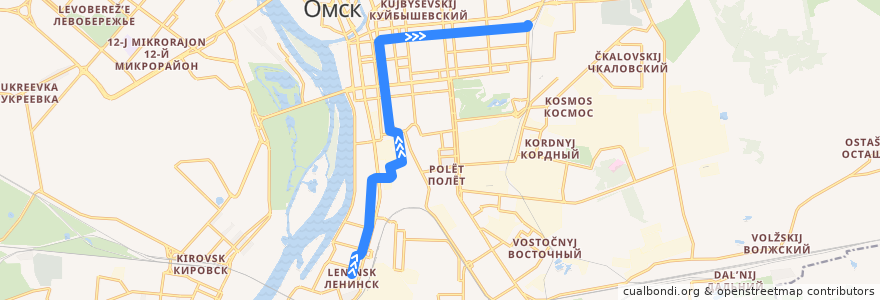 Mapa del recorrido Трамвай №9: Котельникова - 3-й Разъезд de la línea  en городской округ Омск.