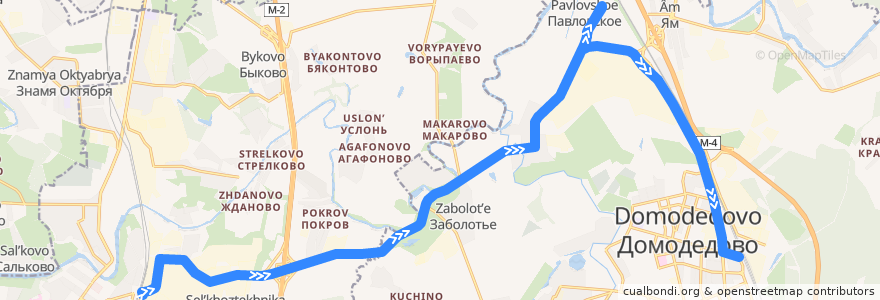 Mapa del recorrido Автобус №57 (Домодедово): Подольск - Домодедово de la línea  en Московская область.