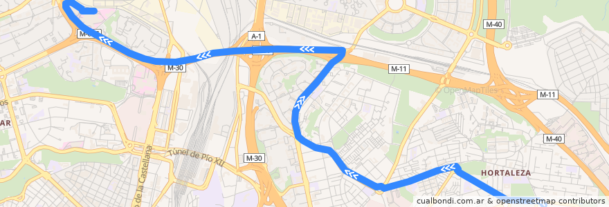 Mapa del recorrido Bus 125: Mar Cristal → H. Ramón Y Cajal de la línea  en Madrid.