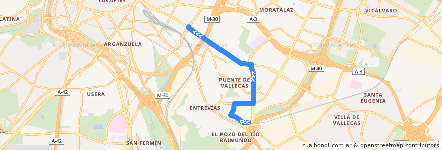 Mapa del recorrido Bus 136: Madrid Sur → Pacífico de la línea  en مادرید.