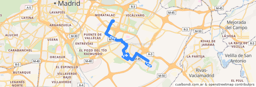 Mapa del recorrido Bus 142: Ensanche Vallecas → Pavones de la línea  en 馬德里.