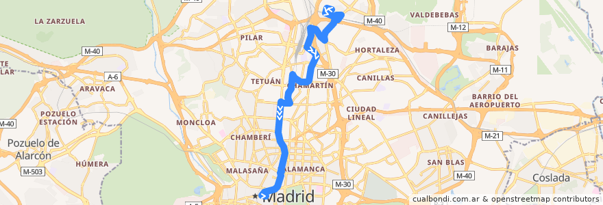 Mapa del recorrido Bus 150: Virgen Cortijo → Sol de la línea  en مادرید.