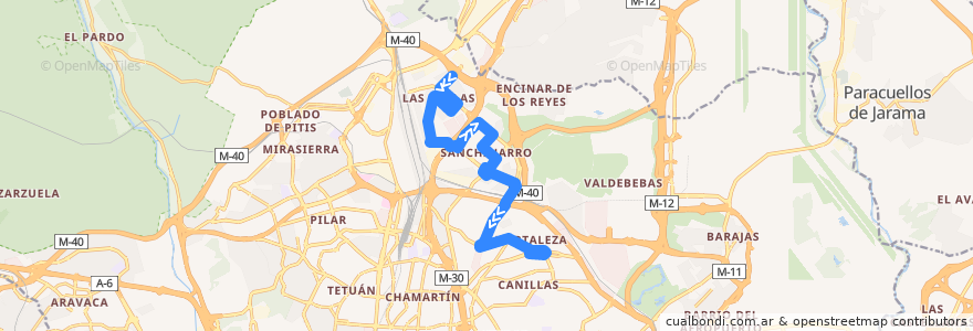 Mapa del recorrido Bus 172SF: Las Tablas → Hortaleza de la línea  en 馬德里.