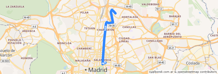 Mapa del recorrido Bus 29: Felipe II → Pinar de Chamartin de la línea  en Мадрид.