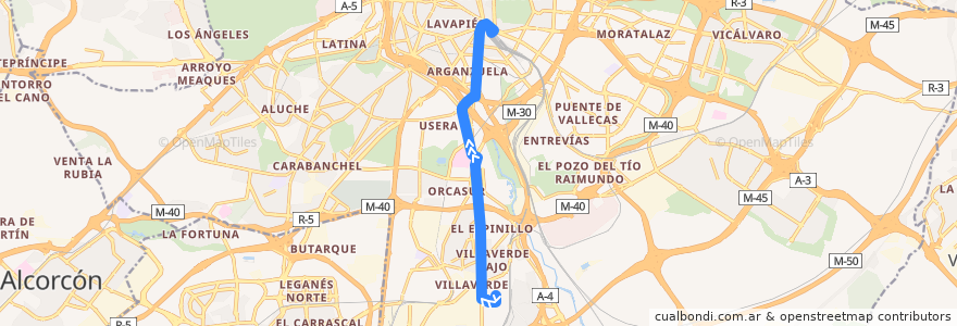 Mapa del recorrido Bus 59: San Cristobal → Atocha de la línea  en مادرید.