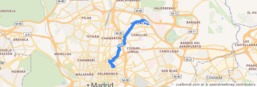 Mapa del recorrido Bus 72: Hortaleza → Diego de León de la línea  en 馬德里.