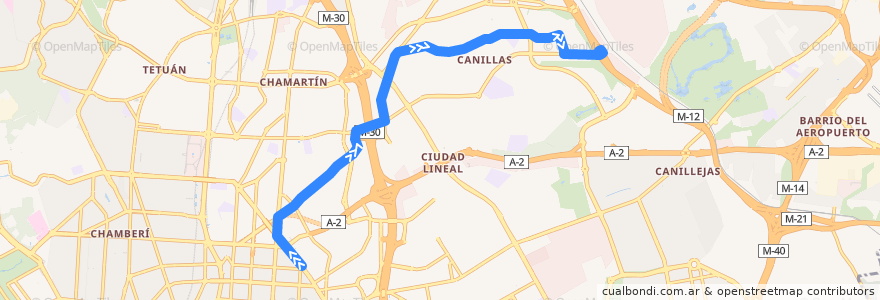 Mapa del recorrido Bus 73: Diego de León → Canillas de la línea  en مدريد.