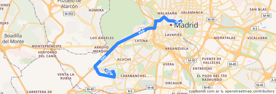 Mapa del recorrido Bus N19: San Ignacio → Cibeles de la línea  en مادرید.