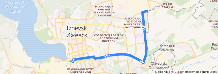 Mapa del recorrido Автобус 40: Собор Александра Невского - Разворотное кольцо de la línea  en городской округ Ижевск.