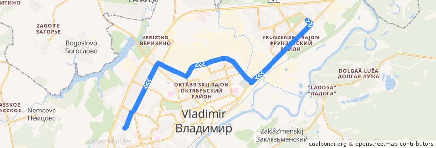 Mapa del recorrido Автобус №2: улица Егорова -> улица Балакирева de la línea  en городской округ Владимир.