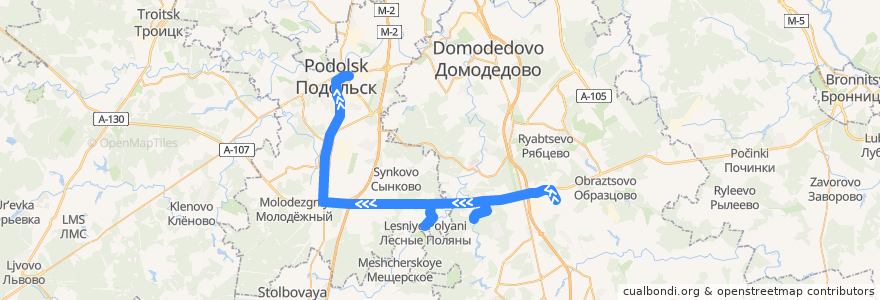 Mapa del recorrido Автобус №71 (Подольск): Станция Белые Столбы - Станция Подольск de la línea  en Oblast de Moscou.