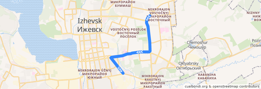 Mapa del recorrido Трамвай 11: улица Ворошилова - улица Промышленная de la línea  en городской округ Ижевск.