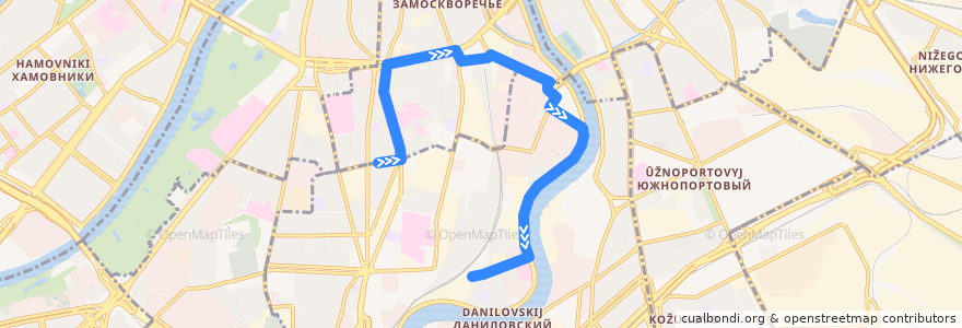 Mapa del recorrido Автобус 632: Улица Павла Андреева => 3-й Павелецкий проезд de la línea  en Moskau.