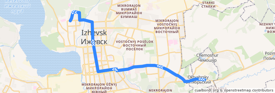 Mapa del recorrido Автобус 28: Птицефабрика - 21-й гастроном de la línea  en городской округ Ижевск.