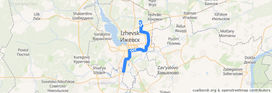 Mapa del recorrido Автобус 49: Республиканская клиническая больница № 1 - Транссельхозтехника de la línea  en городской округ Ижевск.