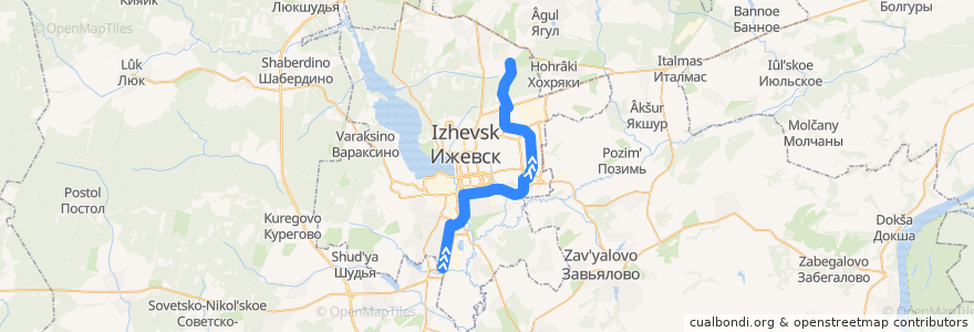 Mapa del recorrido Автобус 49: Транссельхозтехника - Республиканская клиническая больница № 1 de la línea  en городской округ Ижевск.