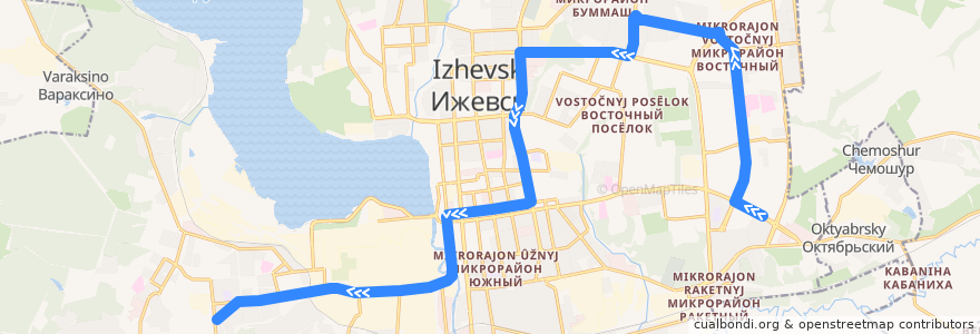 Mapa del recorrido Автобус 27: Рембыттехника - Кузебая Герда de la línea  en городской округ Ижевск.