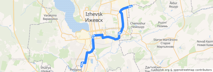 Mapa del recorrido Автобус 25: улица Леваневского - Завод пластмасс de la línea  en городской округ Ижевск.