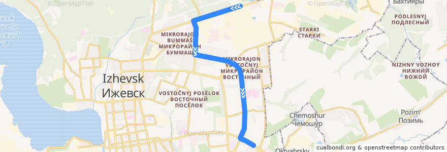 Mapa del recorrido Автобус 31: Троллейбусное кольцо - Рембыттехника de la línea  en городской округ Ижевск.