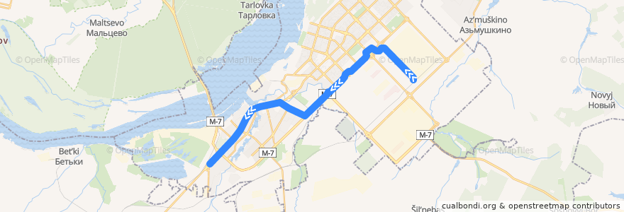 Mapa del recorrido Трамвай 2: Конечная ПРЗ — Сидоровка de la línea  en городской округ Набережные Челны.