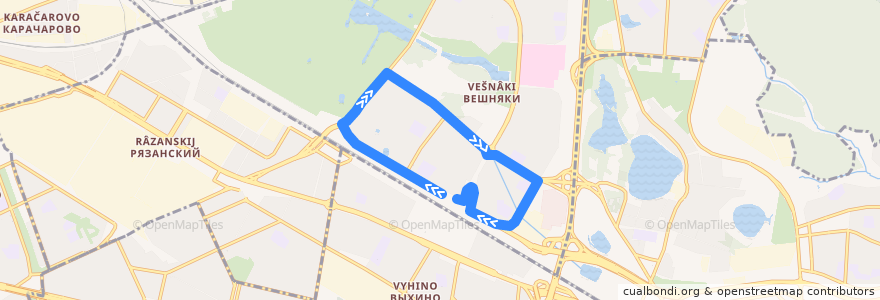 Mapa del recorrido Автобус №697: Метро "Выхино" - Платформа Вешняки de la línea  en район Вешняки.