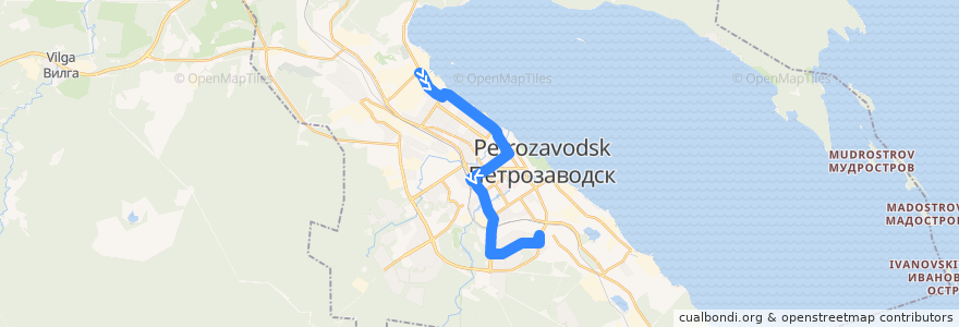 Mapa del recorrido Троллейбус 2: ДСК - ул. Лыжная de la línea  en Петрозаводский городской округ.