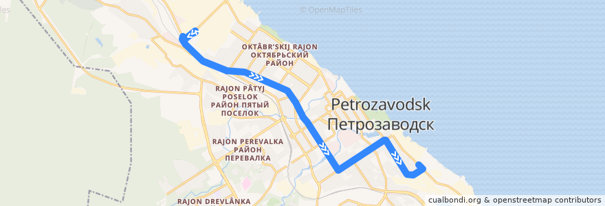 Mapa del recorrido Троллейбус 3: ул. Заводская – Хлебокомбинат de la línea  en Петрозаводский городской округ.