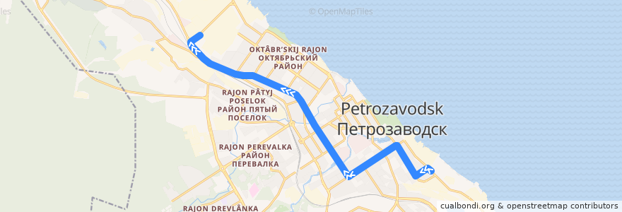 Mapa del recorrido Троллейбус 3: Хлебокомбинат – ул. Заводская de la línea  en Петрозаводский городской округ.