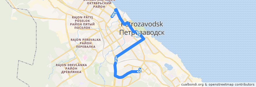 Mapa del recorrido Троллейбус 4: ул. Лыжная – пр. Октябрьский de la línea  en Petroskoi District.