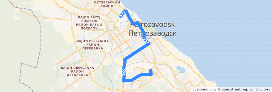 Mapa del recorrido Троллейбус 4: пр. Октябрьский – ул. Лыжная de la línea  en Петрозаводский городской округ.