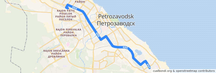 Mapa del recorrido Троллейбус 6: ул. Корабелов – ст. Товарная de la línea  en Петрозаводский городской округ.