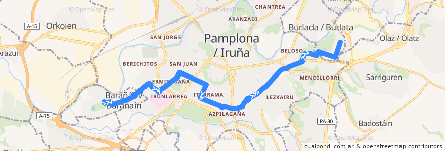 Mapa del recorrido TUC L19 de la línea  en Metropolialdea / Área Metropolitana.