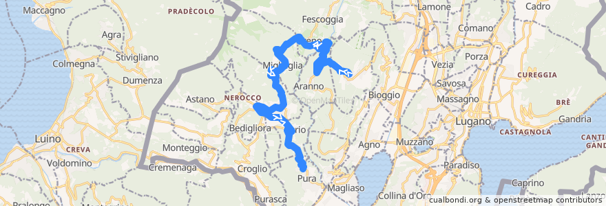 Mapa del recorrido Bus 427: Neggio-Breno-Casa di cura de la línea  en Bezirk Lugano.